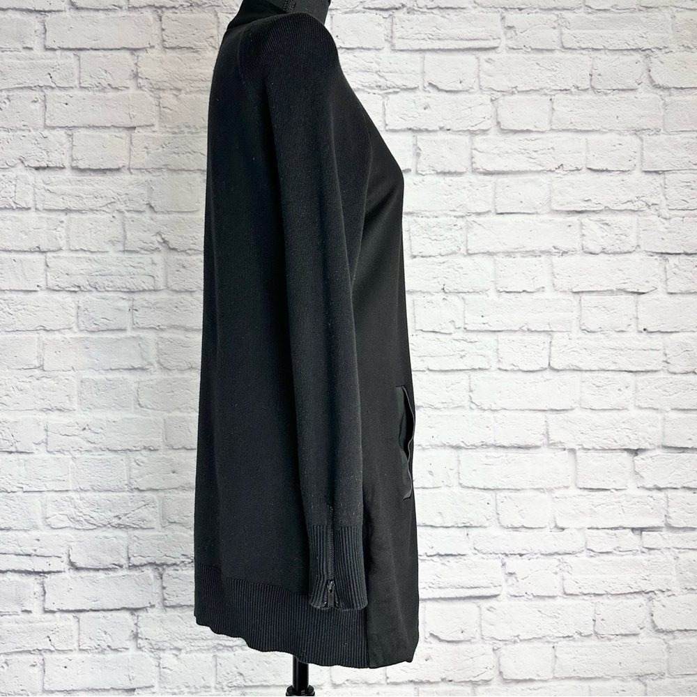 Cabi Tailor Knit Long Jacket Ponte Full Zip Faux Leather Size Small - Picture 2 of 9